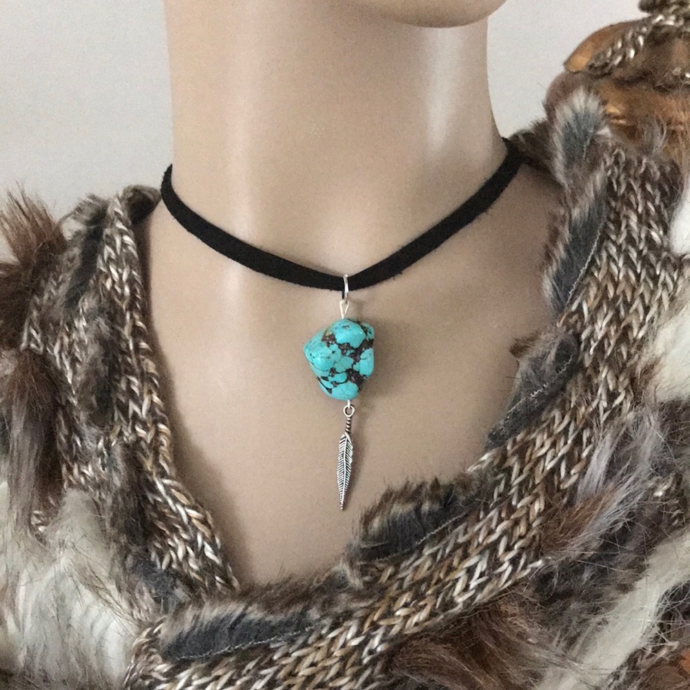 Genuine Leather & Turquoise Chokers